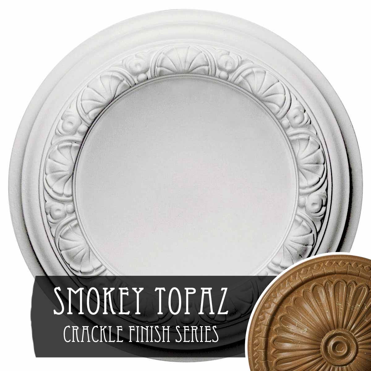 12 1/2x22OD x 1 1/2x22P Ceiling Medallion Hand-Painted Smokey Topaz Crackle W1183