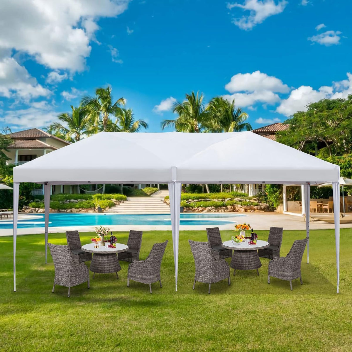 10 x 20 White Canopy Tent with Sidewalls V92086