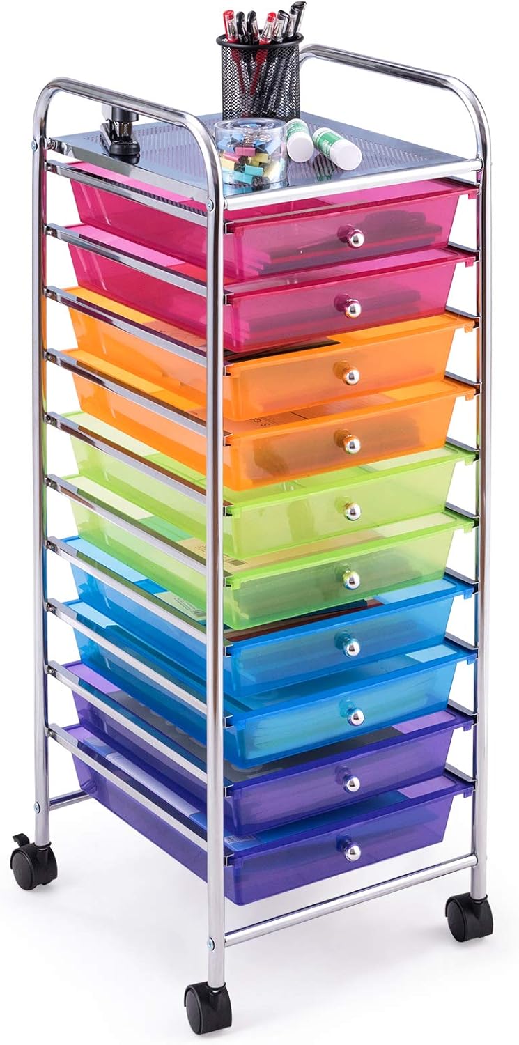 10 Drawer Rolling Storage Cart W8015