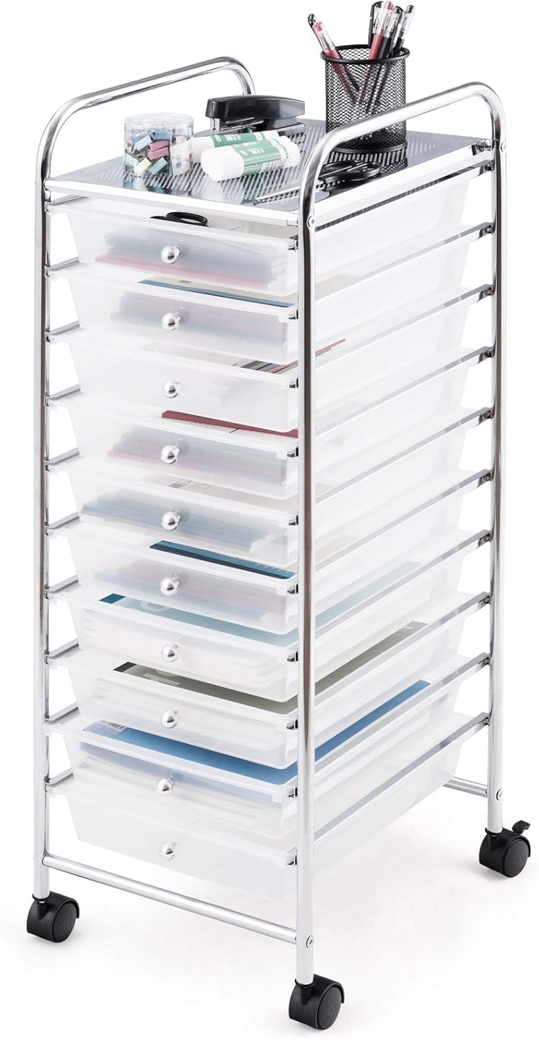 10 Drawer Rolling Storage Cart W8015