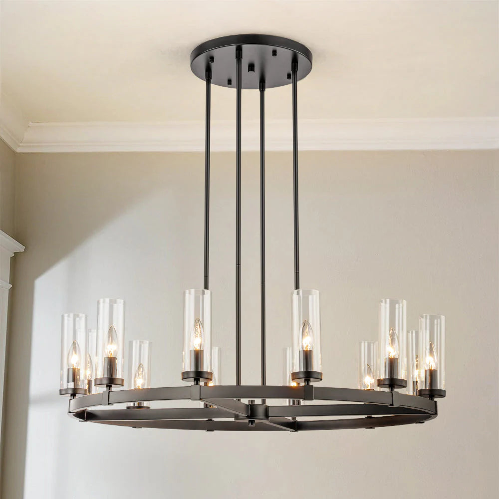 12-Light Dimmable Industrial Chandelier S9215