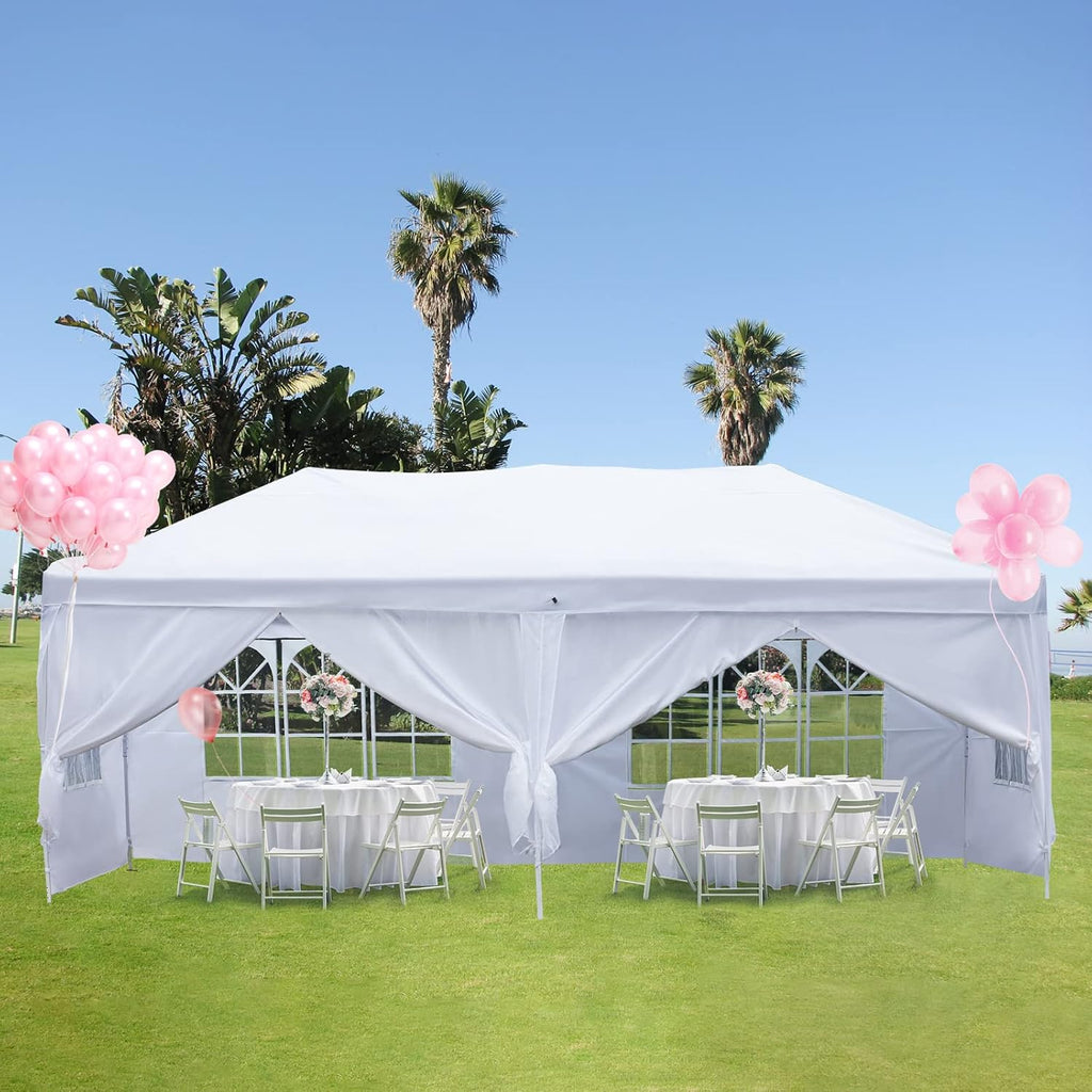 10 x 20 White Canopy Tent with Sidewalls V92086