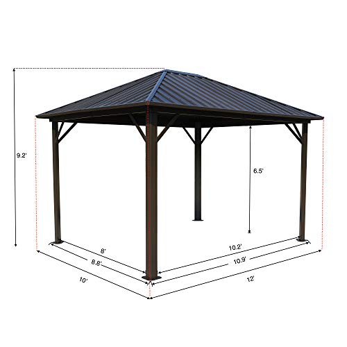 10'x12' Hardtop Metal Gazebo with Sidewalls Curtains D6561