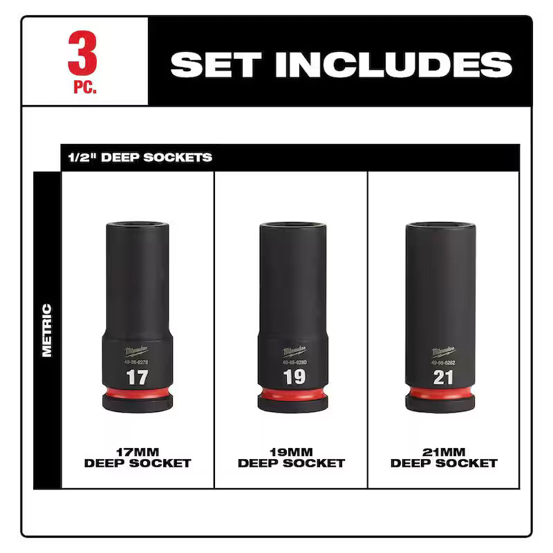 1/2 in. Drive Metric Deep Well Impact Socket Set (3-Piece) D1597