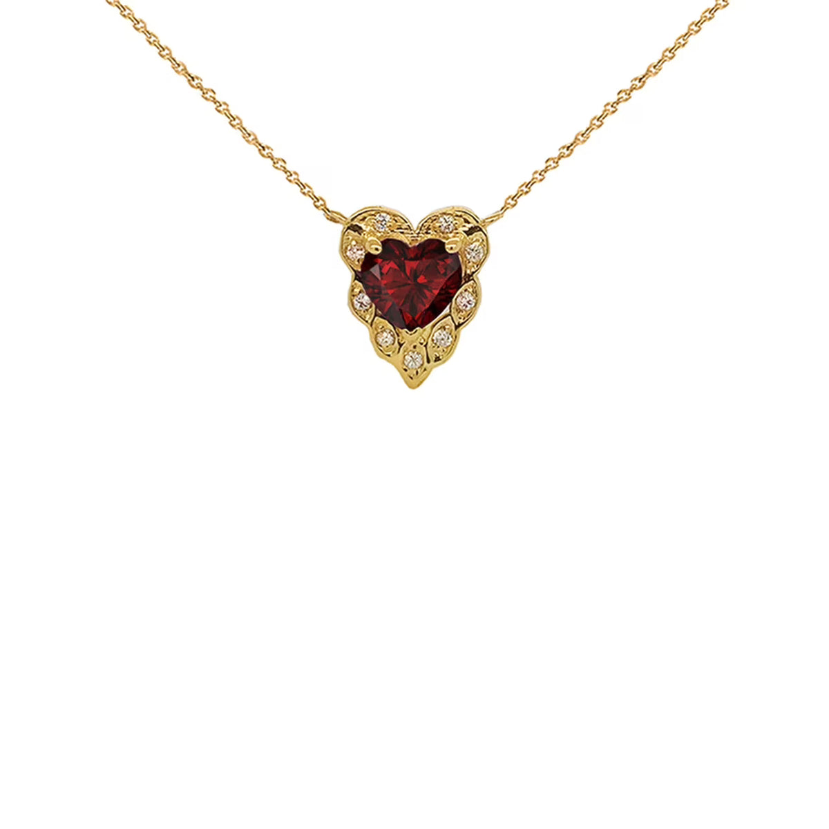 10K Yellow Gold Genuine Garnet Heart-Shaped Pendant Necklace with 16" Chain V358760