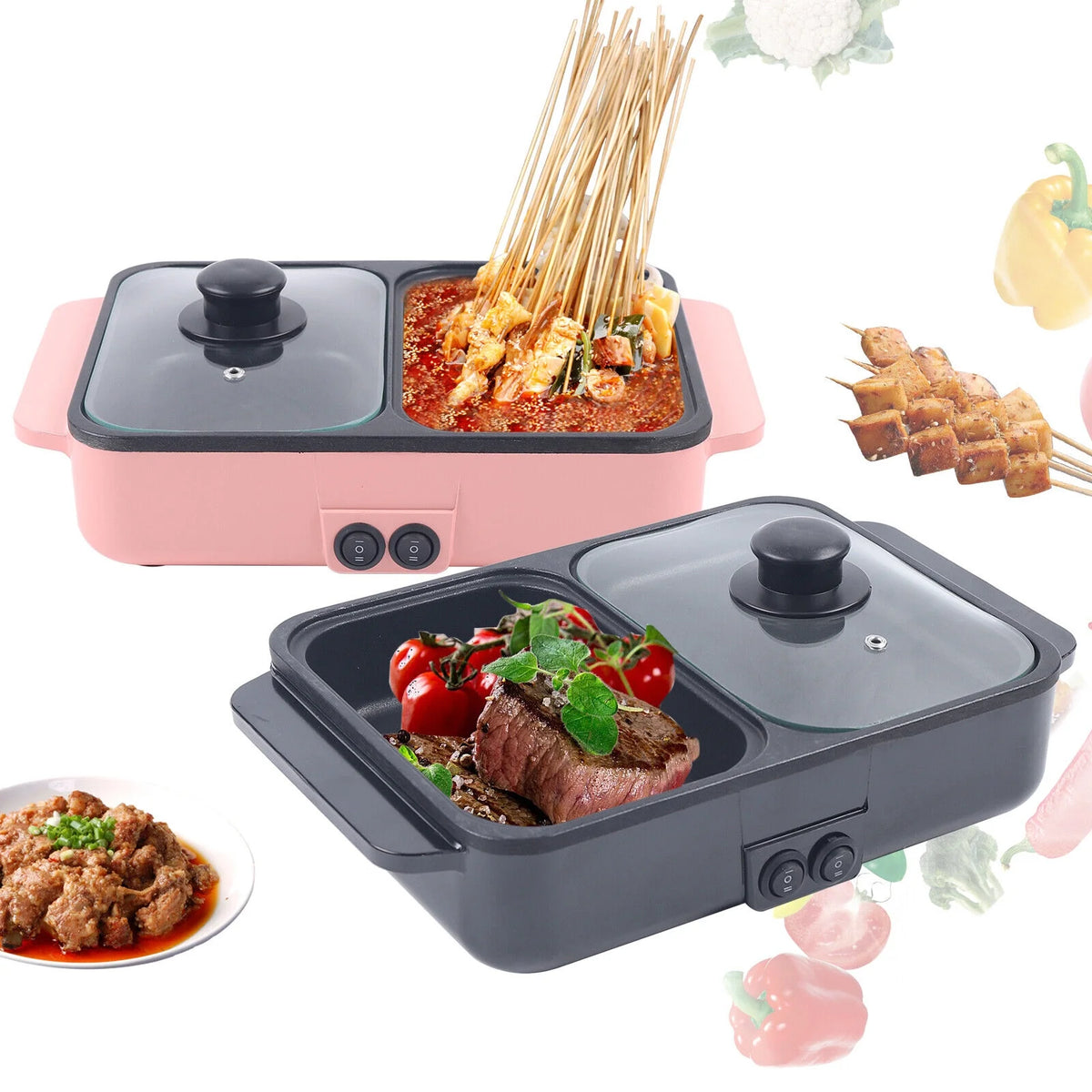 1200W 2-IN-1 Electric Hot Pot and Grill V1889