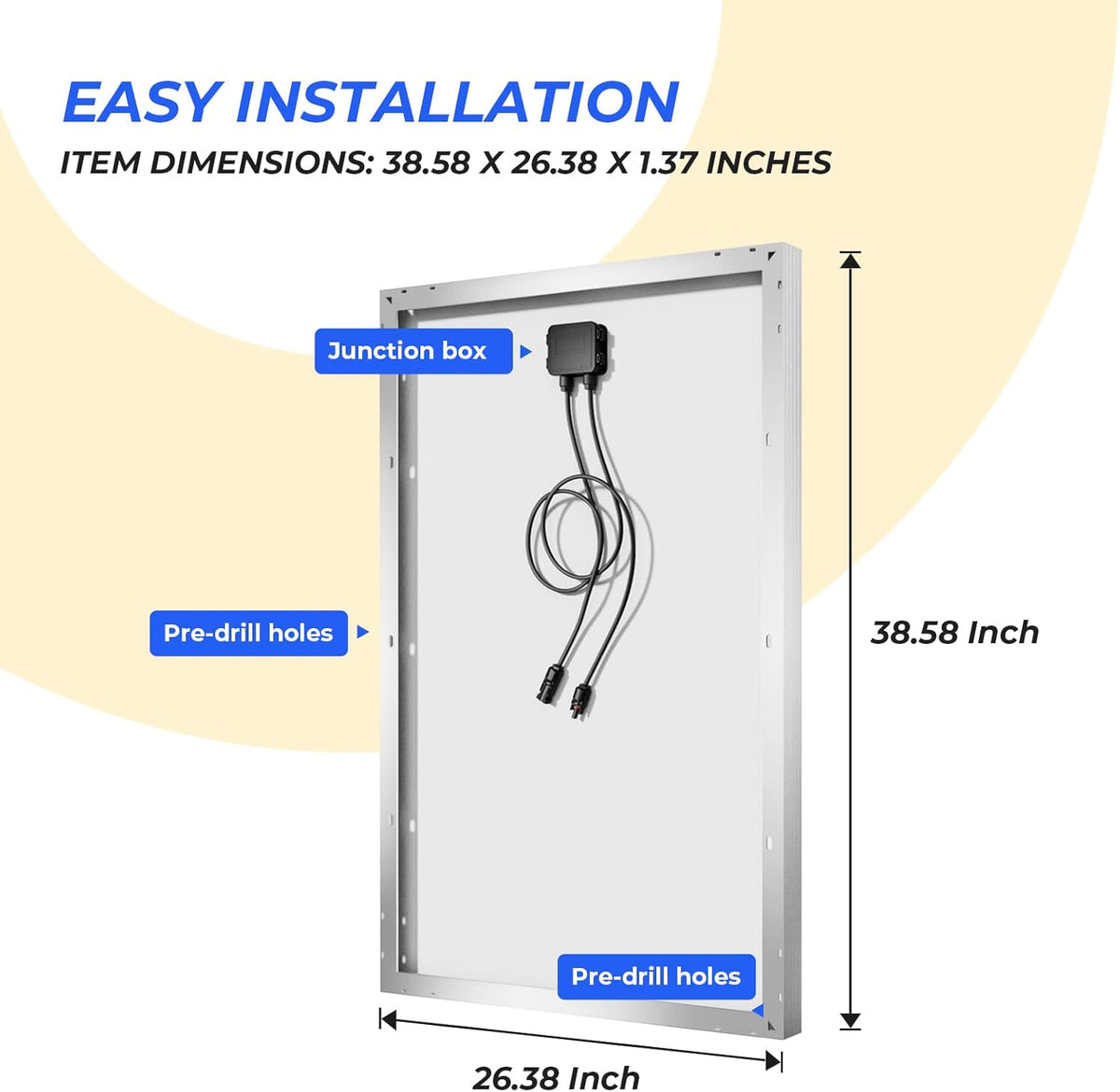120 Watts Monocrystalline Solar Panel with Mounting Z Brackets N27375